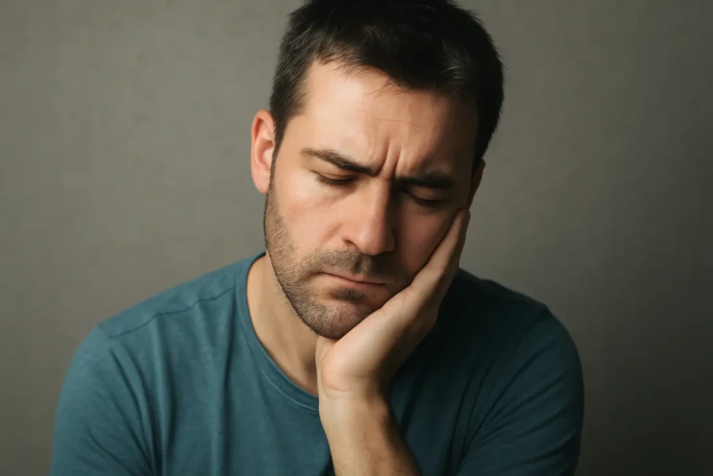 Hombre pensativo con mirada de tristeza representando el silencio emocional masculino y la dificultad para expresar sentimientos